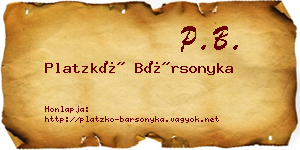 Platzkó Bársonyka névjegykártya
